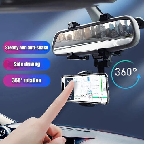 🤳🏽Multifunctional 360 Rotatable Car Rearview Mirror Phone Holder