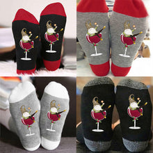 Load image into Gallery viewer, Christmas Gnome Wine Glass Unisex Crew Socks