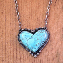 Load image into Gallery viewer, Boho Turquoise Heart Pendant Necklace