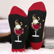 Load image into Gallery viewer, Christmas Gnome Wine Glass Unisex Crew Socks