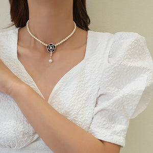 Elegant Pearl Camellia Necklace