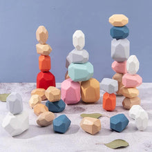 Load image into Gallery viewer, Wood Rock Set Balancing Blocks Toy