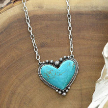 Load image into Gallery viewer, Boho Turquoise Heart Pendant Necklace