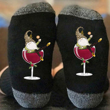 Load image into Gallery viewer, Christmas Gnome Wine Glass Unisex Crew Socks