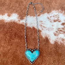 Load image into Gallery viewer, Boho Turquoise Heart Pendant Necklace