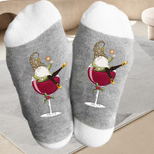 Load image into Gallery viewer, Christmas Gnome Wine Glass Unisex Crew Socks