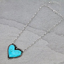 Load image into Gallery viewer, Boho Turquoise Heart Pendant Necklace