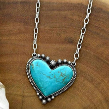 Load image into Gallery viewer, Boho Turquoise Heart Pendant Necklace