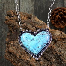 Load image into Gallery viewer, Boho Turquoise Heart Pendant Necklace