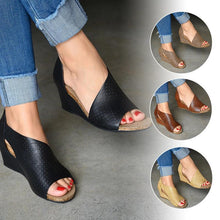 Load image into Gallery viewer, Back Heel Zip Wedge Sandals