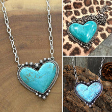 Load image into Gallery viewer, Boho Turquoise Heart Pendant Necklace