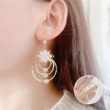 Load image into Gallery viewer, Crystal Lotus Three Hoop Earrings